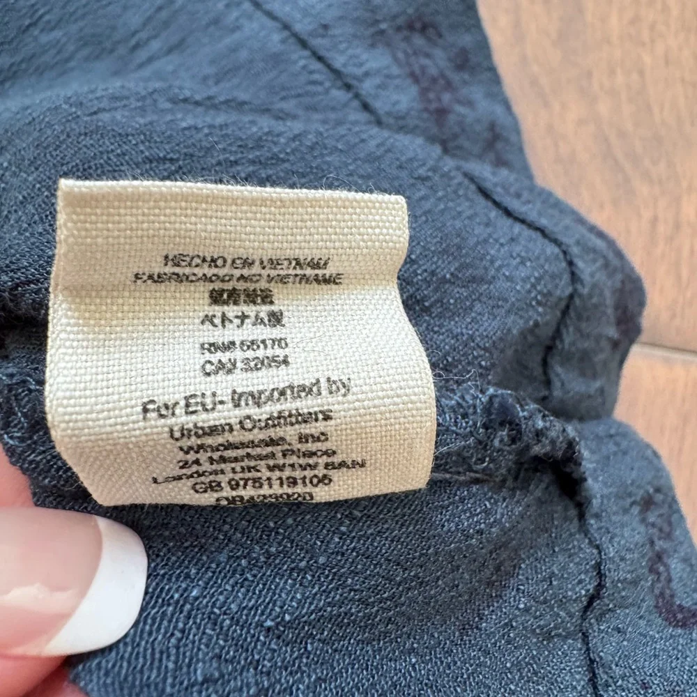 Free People Crinkle Printed Look Through Top-Indigo Combo
